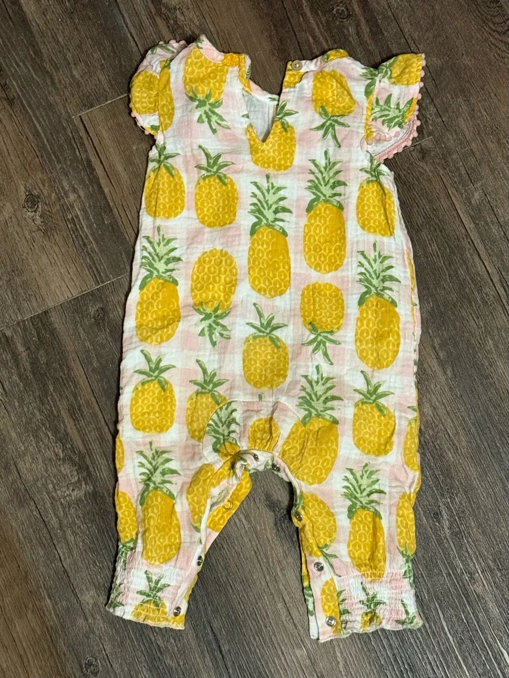 Mud Pie Pineapple Print Yellow & Green One-Piece Bodysuit